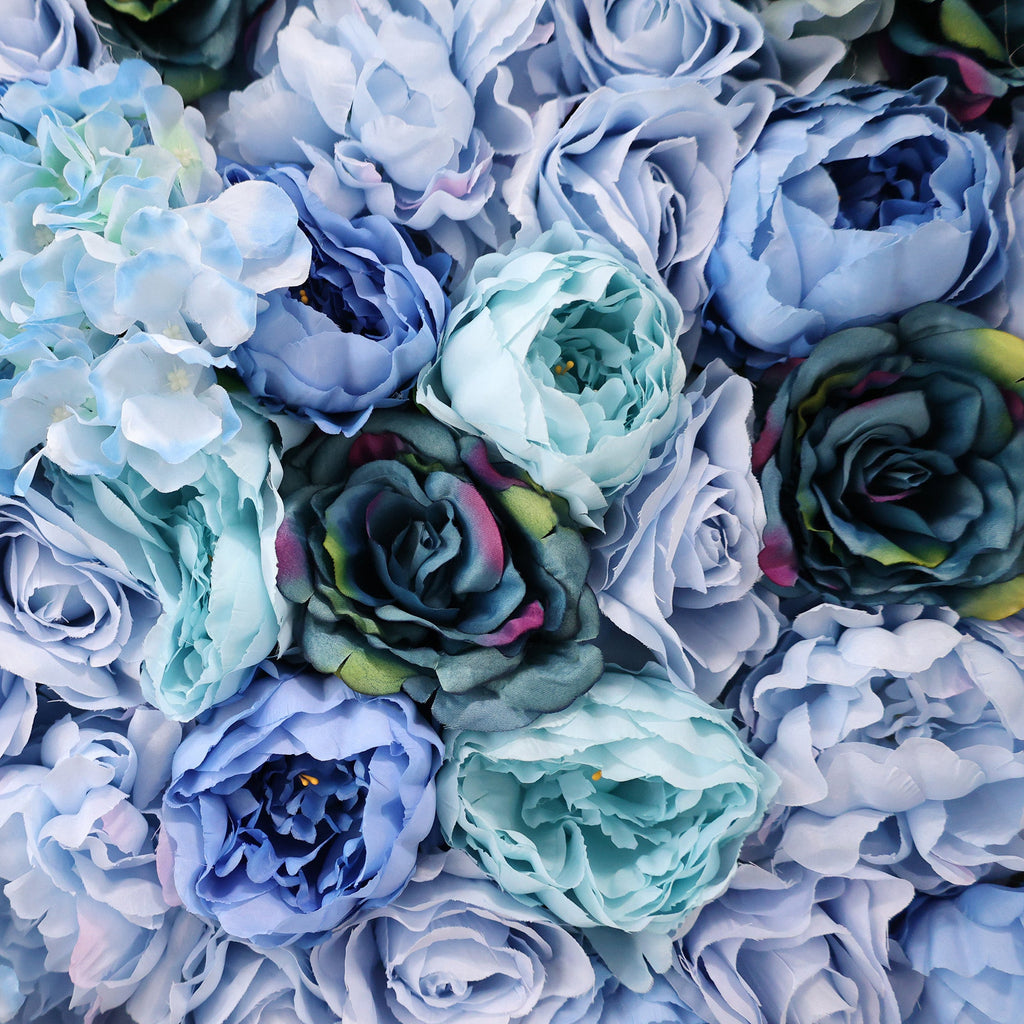 ValarFlowers Blue & Teal Floral Extravaganza Wall: A Captivating. Ocean-Inspired Masterpiece for Memorable Celebrations-VF-549