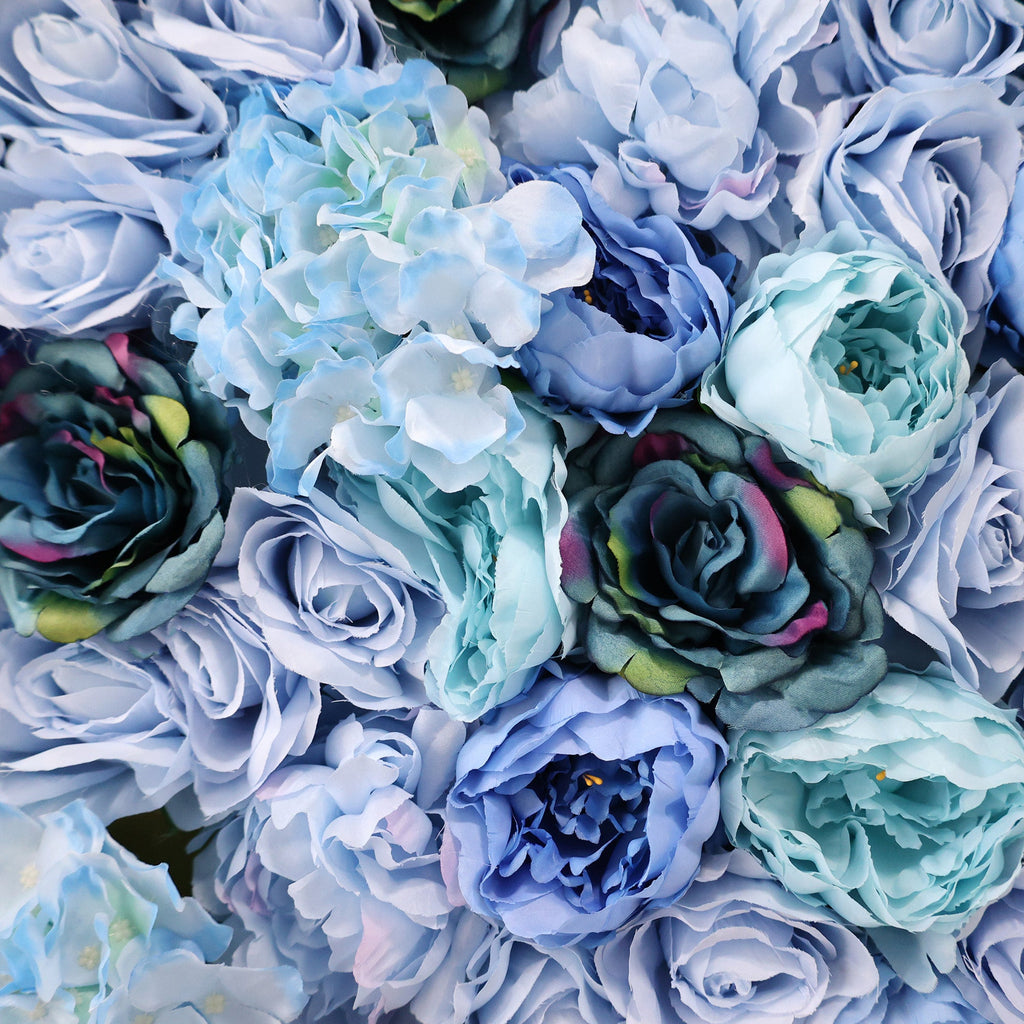ValarFlowers Blue & Teal Floral Extravaganza Wall: A Captivating. Ocean-Inspired Masterpiece for Memorable Celebrations-VF-549