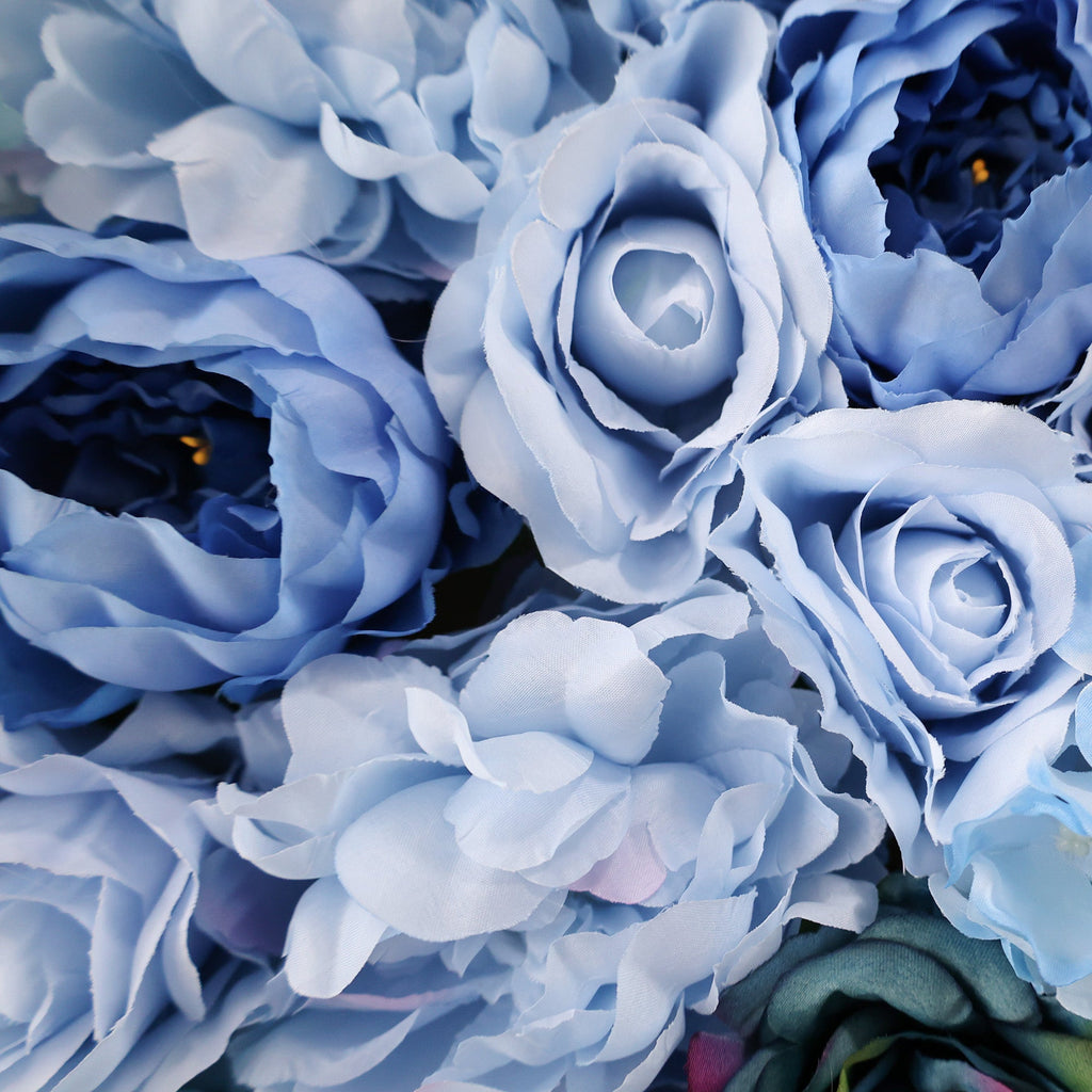 ValarFlowers Blue & Teal Floral Extravaganza Wall: A Captivating. Ocean-Inspired Masterpiece for Memorable Celebrations-VF-549