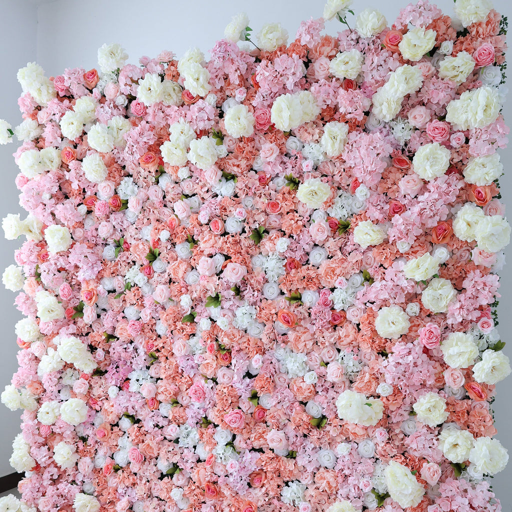 ValarFlowers Blush & Coral Floral Extravaganza Wall: A Romantic. Dreamy Masterpiece for Enchanting Celebrations-VF-544