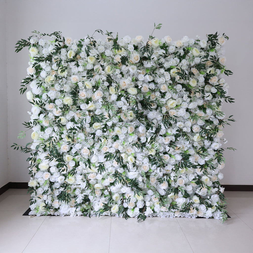 ValarFlowers Cream & Greenery Floral Extravaganza Wall: A Timeless. Elegant Masterpiece for Sophisticated Celebrations-VF-545