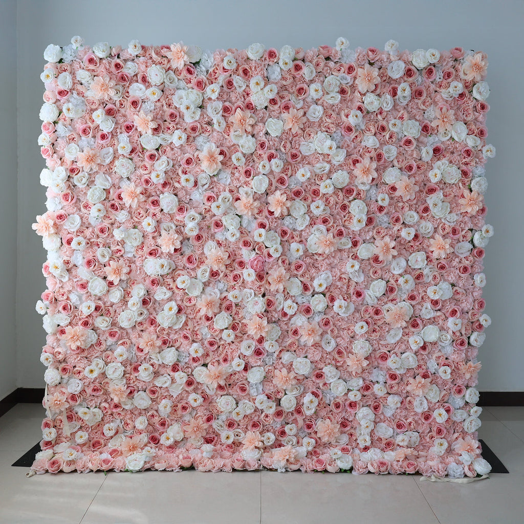 ValarFlowers Blush Pink & Soft White Floral Extravaganza Wall: A Dreamy. Romantic Masterpiece for Enchanting Celebrations-VF-553