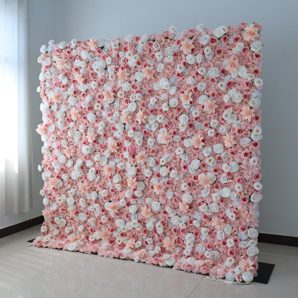 ValarFlowers Blush Pink & Soft White Floral Extravaganza Wall: A Dreamy. Romantic Masterpiece for Enchanting Celebrations-VF-553