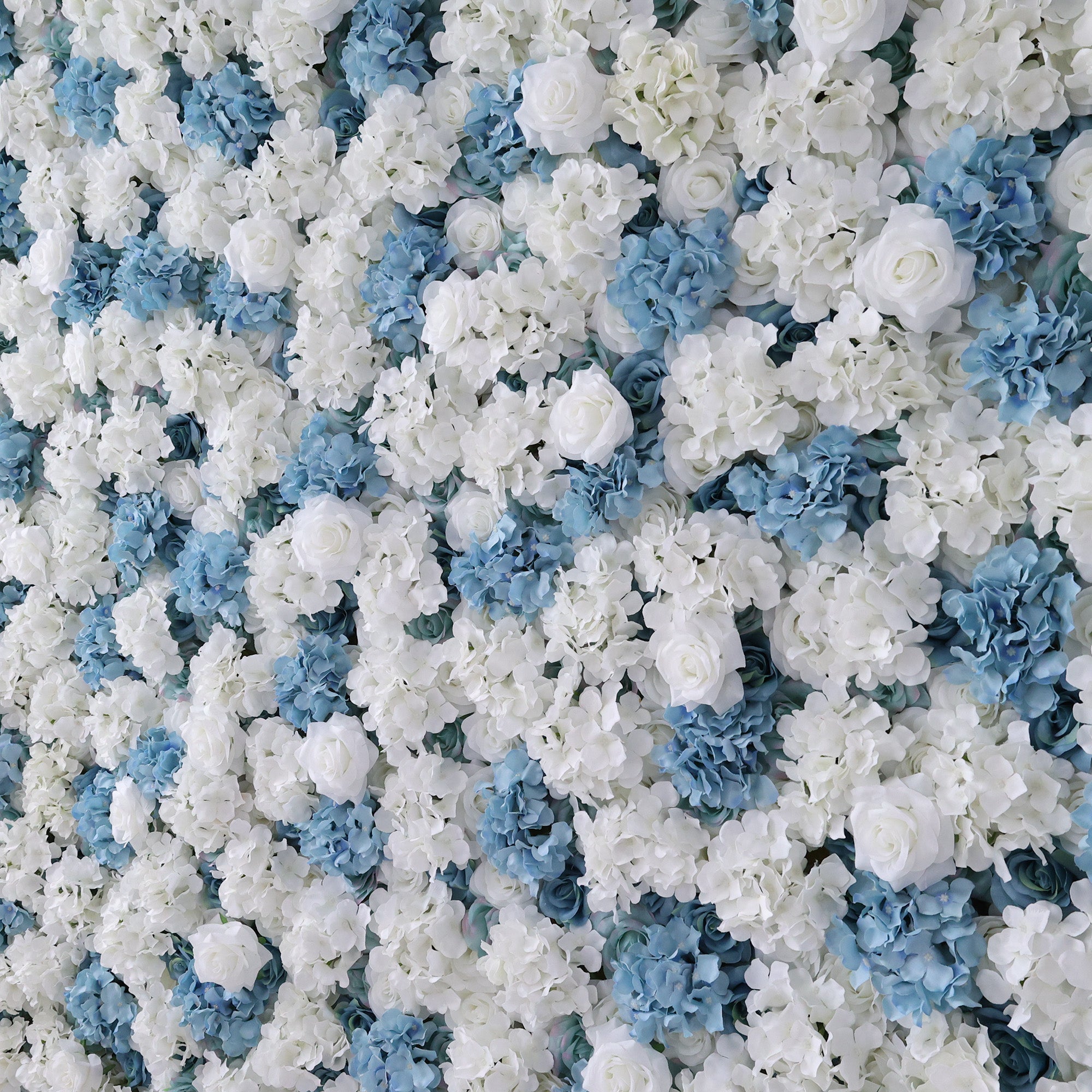 ValarFlowers Blue & White Floral Extravaganza Wall: A Serene. Elegant Masterpiece for Timeless Celebrations-VF-555