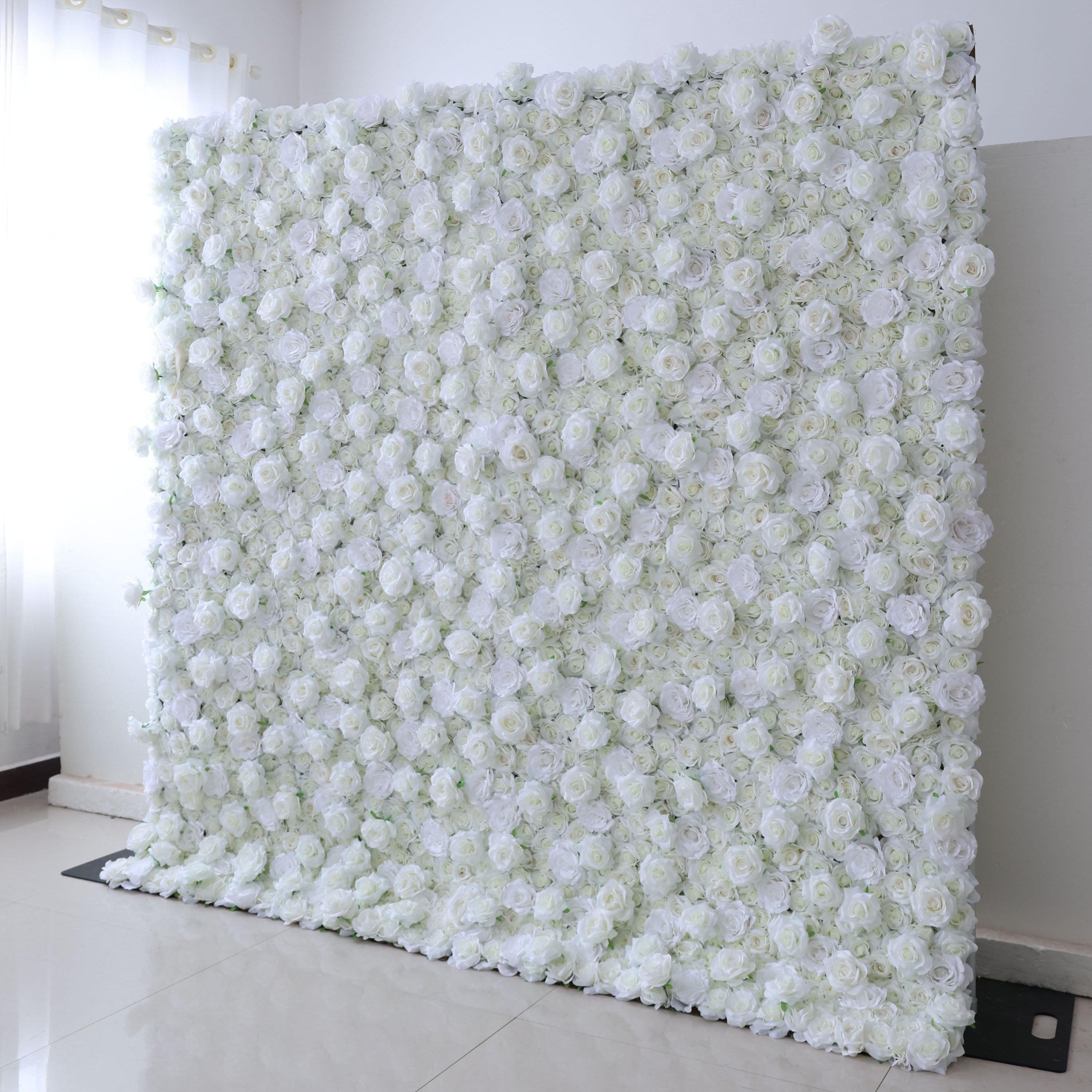 ValarFlowers Green White Artificial Flower Wall Backdrop for Wedding & Event Decor VF-361