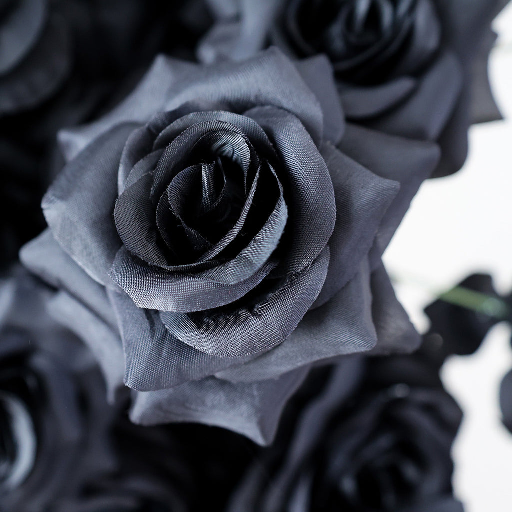 Dramatic Diagonal Split Black and White Artificial Floral Roll - Up Fabric Backdrop: A Must - Have for Prom. Graduation Party. and Event Photography - VF - 554
