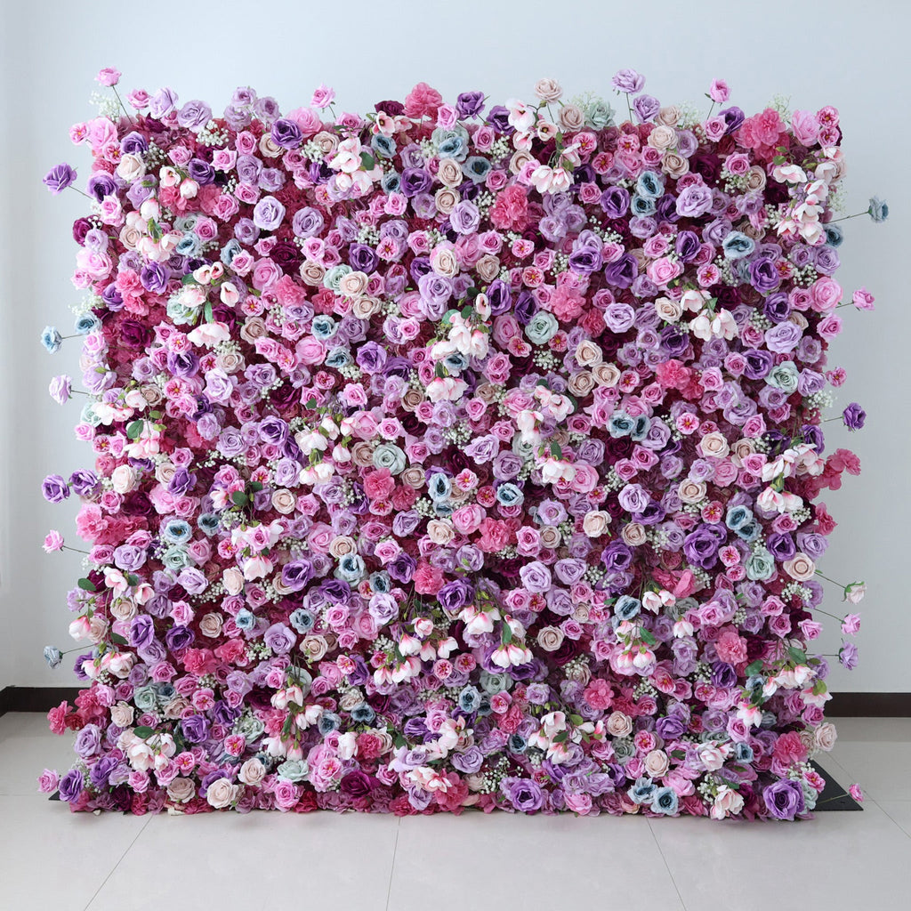 ValarFlowers Enchanted Pastel Pink & Purple Floral Symphony Flower Wall: A Romantic Masterpiece for Dreamy Celebrations-VF-504