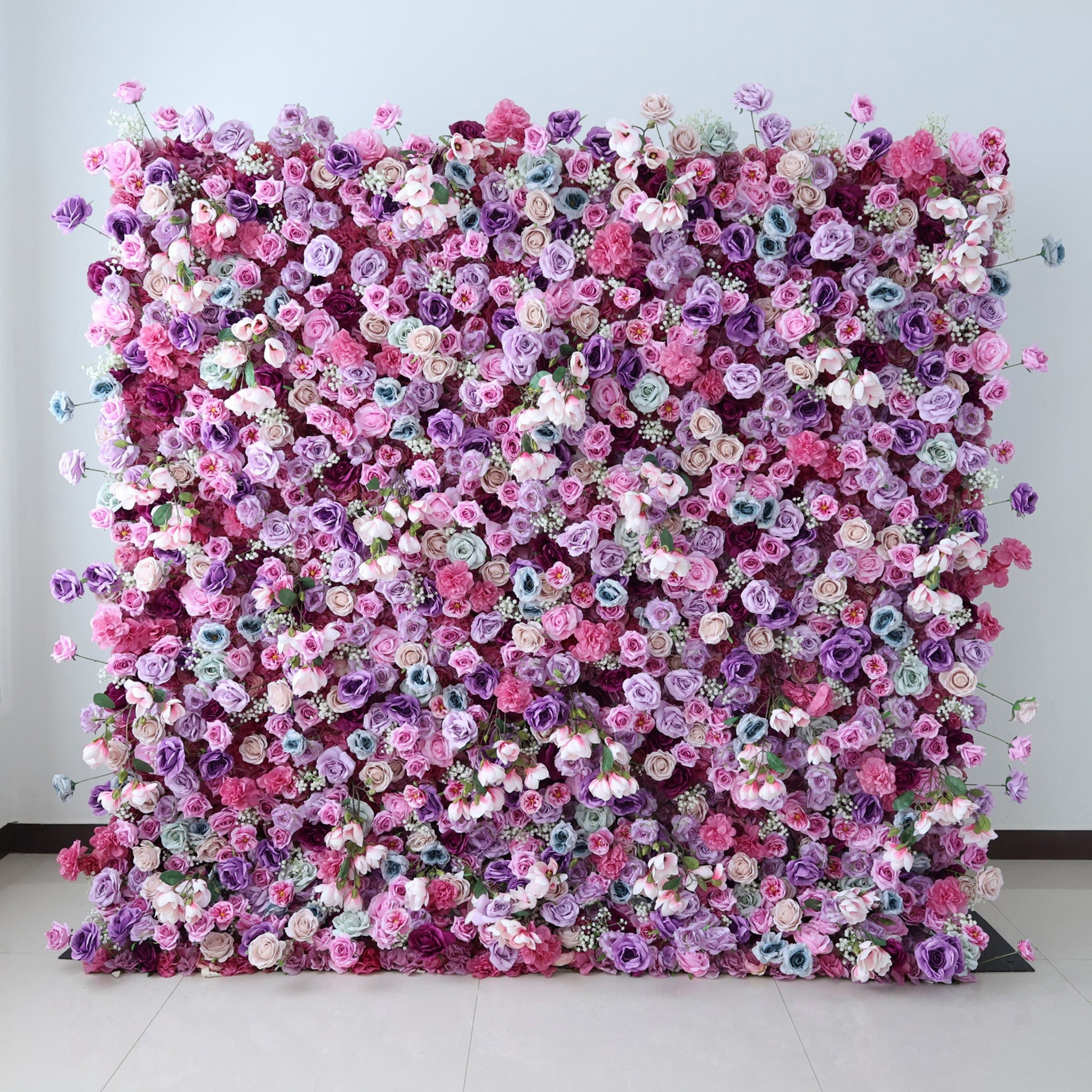 ValarFlowers Enchanted Pastel Pink & Purple Floral Symphony Flower Wall: A Romantic Masterpiece for Dreamy Celebrations-VF-504