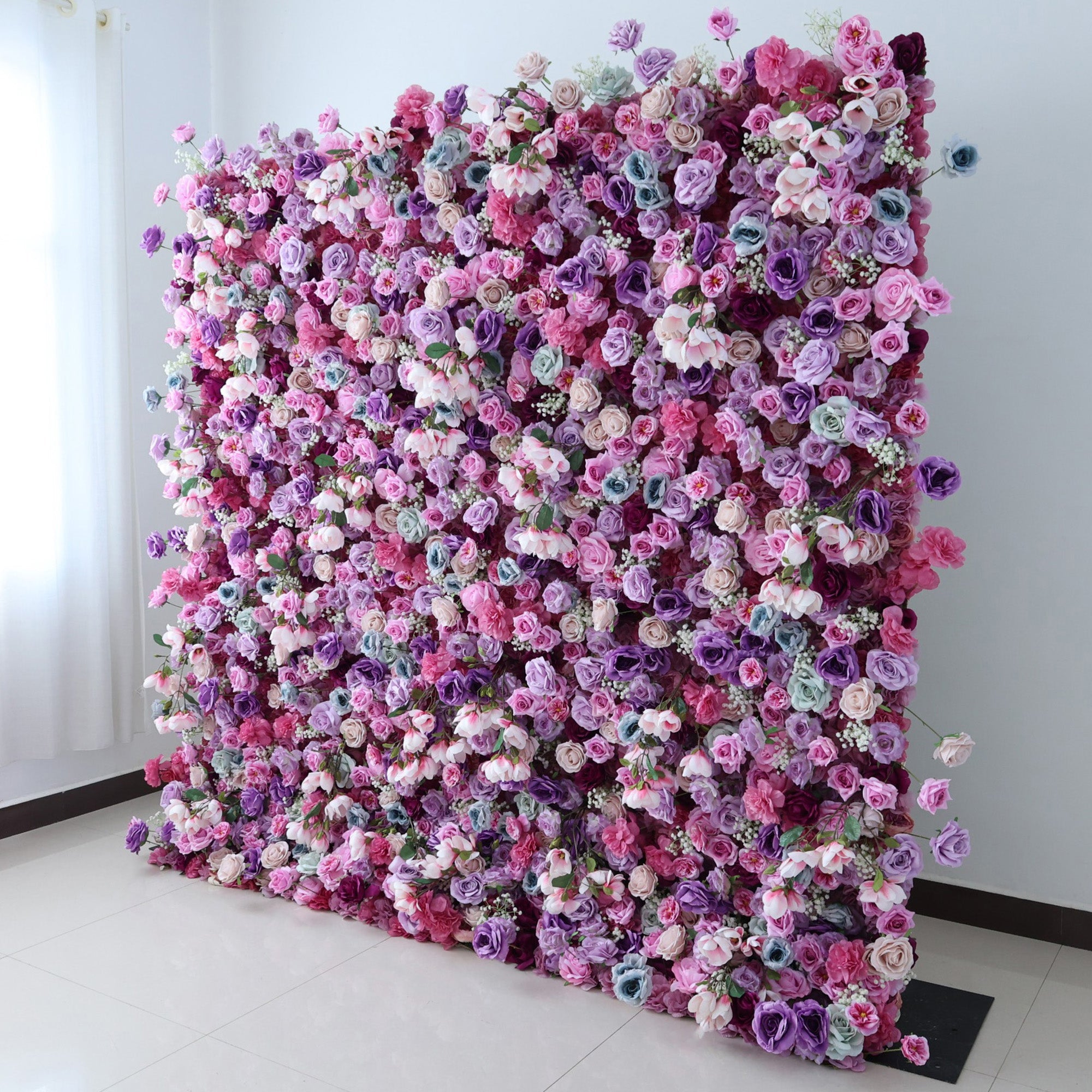 ValarFlowers Enchanted Pastel Pink & Purple Floral Symphony Flower Wall: A Romantic Masterpiece for Dreamy Celebrations-VF-504