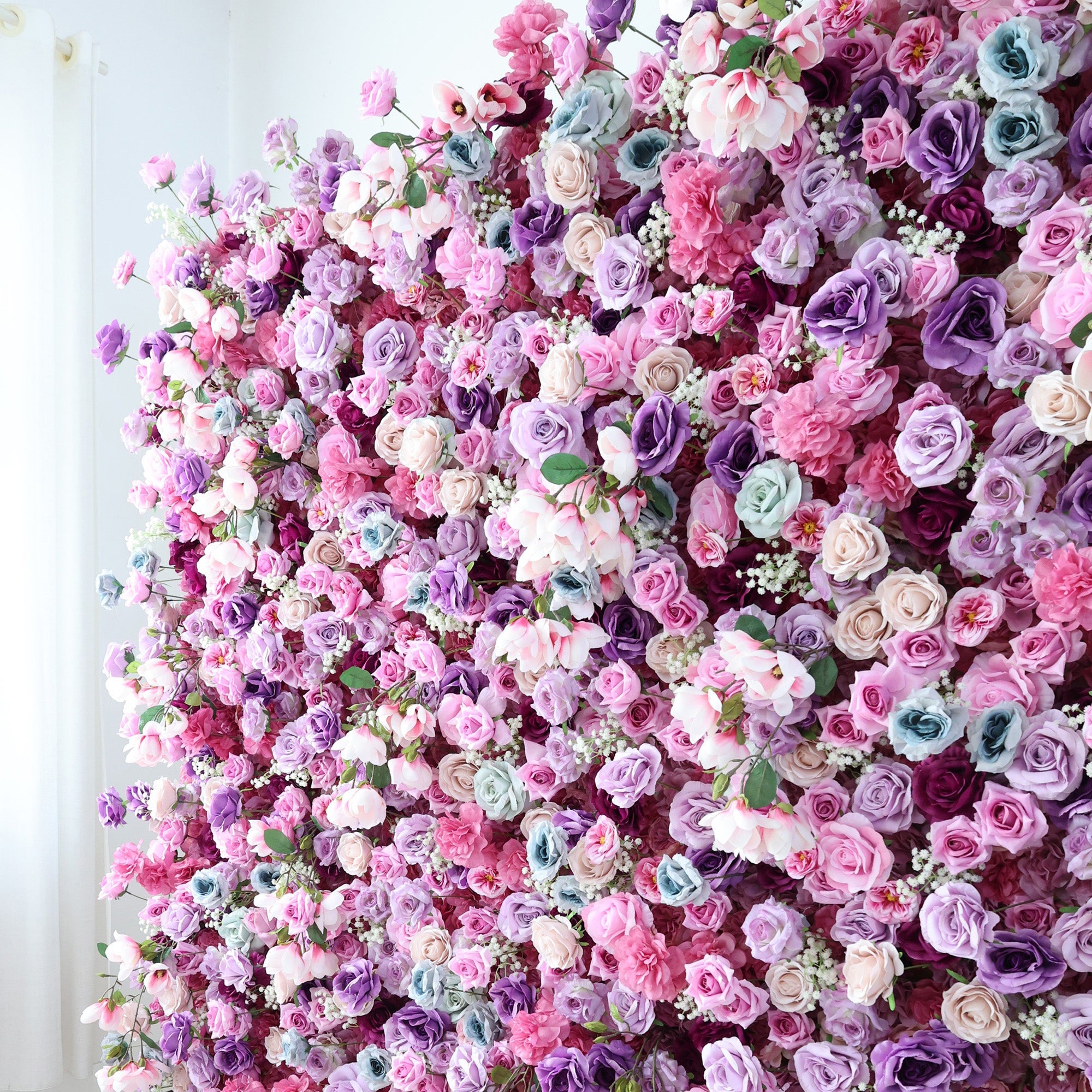 ValarFlowers Enchanted Pastel Pink & Purple Floral Symphony Flower Wall: A Romantic Masterpiece for Dreamy Celebrations-VF-504
