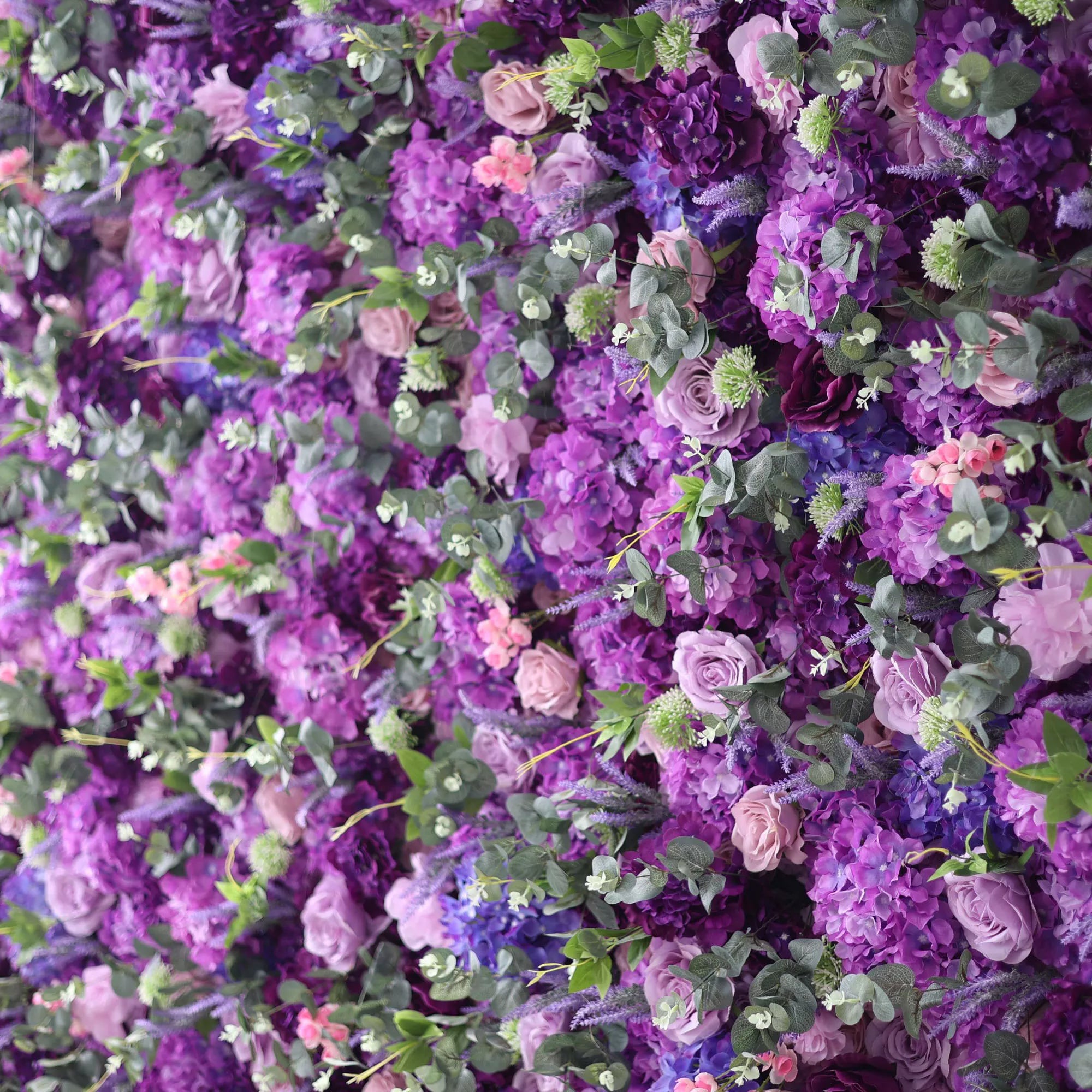 Valar Flowers Roll Up Fabric Artificial Purple Flower Wall Wedding Backdrop. Floral Party Decor. Event Photography-VF-192