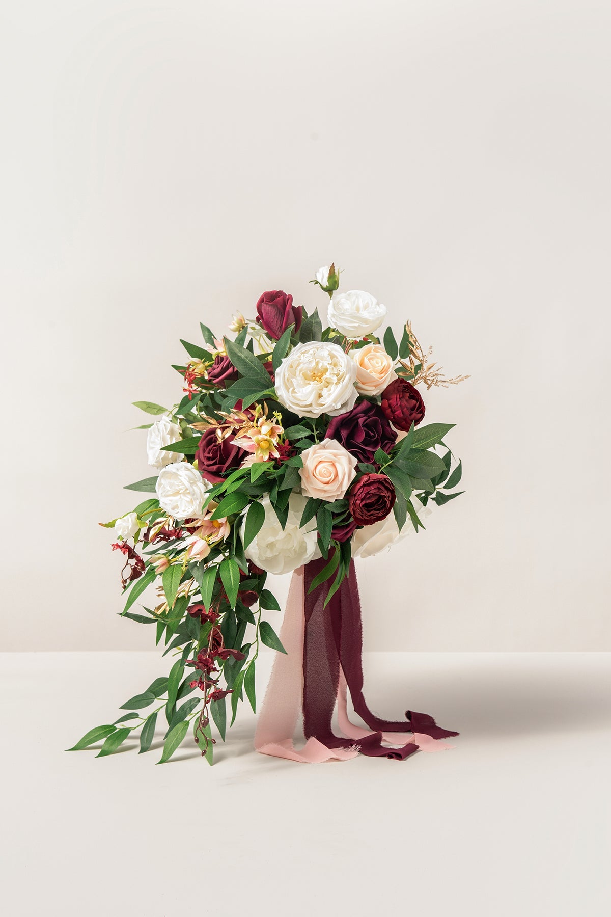 Medium Cascade Bridal Bouquet in Romantic Marsala