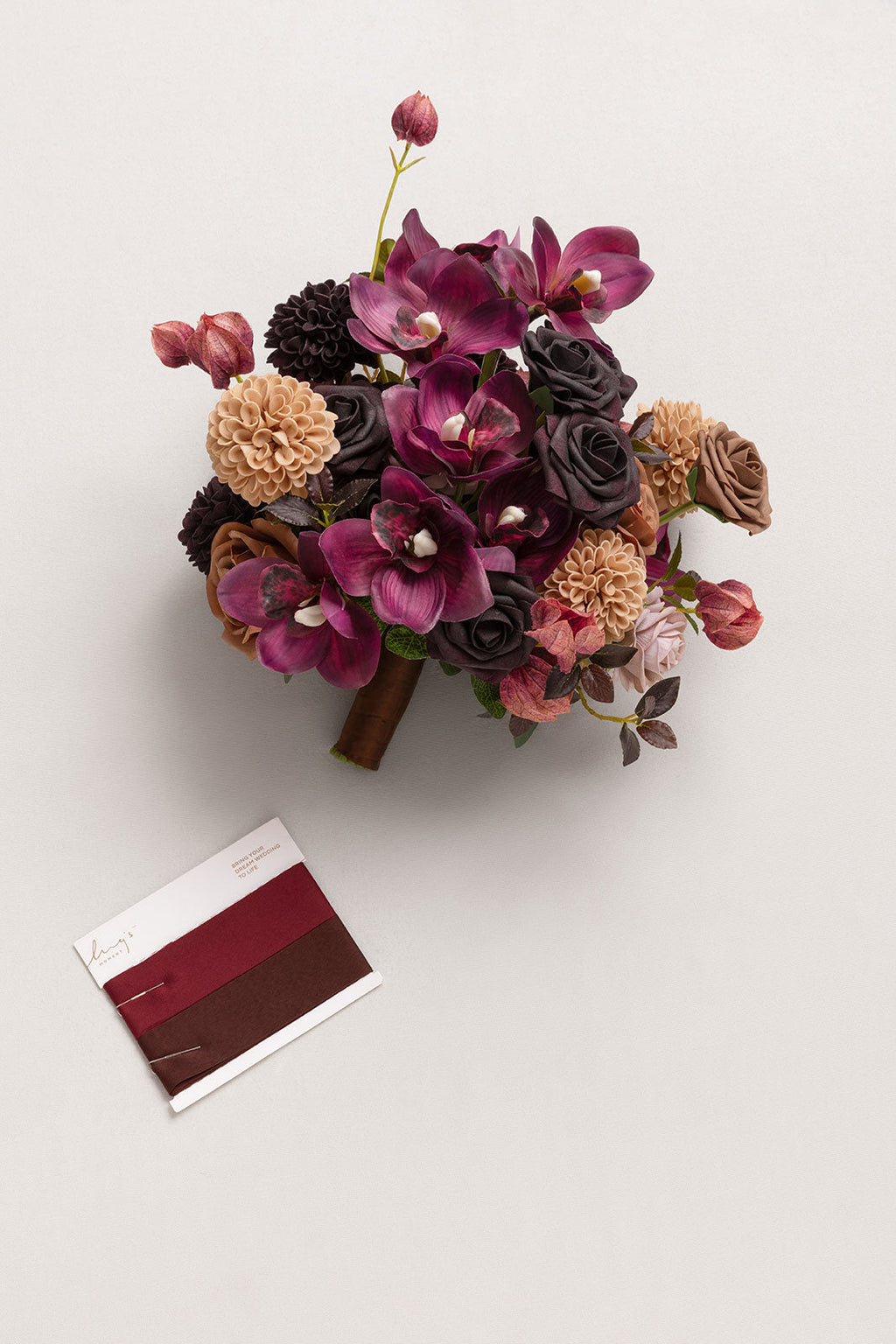 Small Free-Form Bridal Bouquet in Earth Brown & Black Baccara