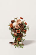 Small Free-Form Bridal Bouquet in Earth Brown & Sand Beige & Burnt Orange