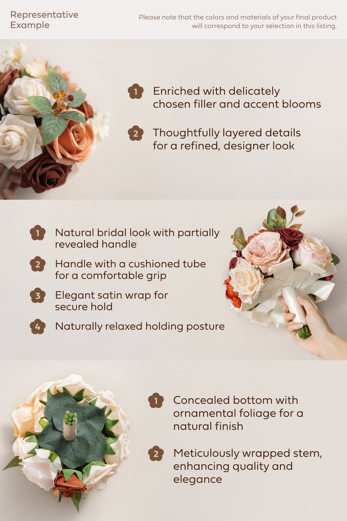 Small Cascade Bridal Bouquet in Romantic Marsala