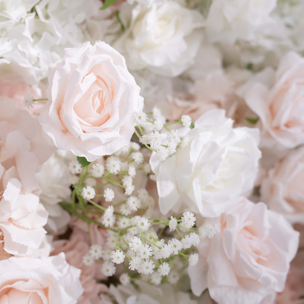 Luxurious Floral Backdrop - Elegant White. Blush. and Nude Artificial Flower Wall for Weddings. Events. and Special Occasions-VF-374-1