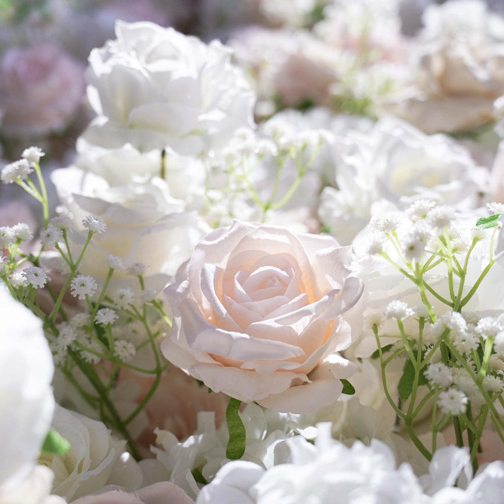 Luxurious Floral Backdrop - Elegant White. Blush. and Nude Artificial Flower Wall for Weddings. Events. and Special Occasions-VF-374-1