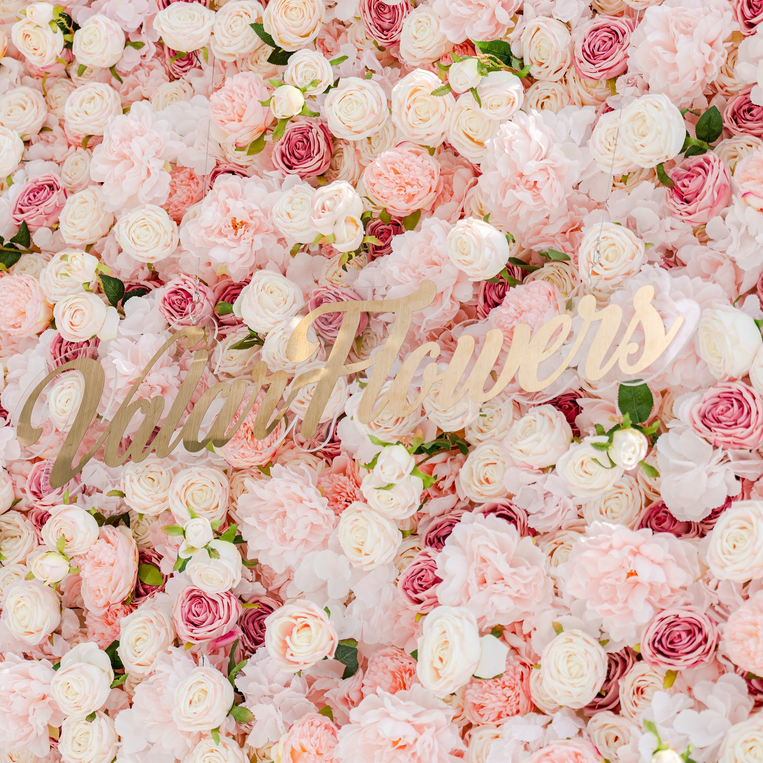 Roll Up Fabric Artificial Variety Of Pink And Cream Floral Bridal Shower Backdrop - Captivating Flowers Photography Arranged Party Event Decor-VF-503