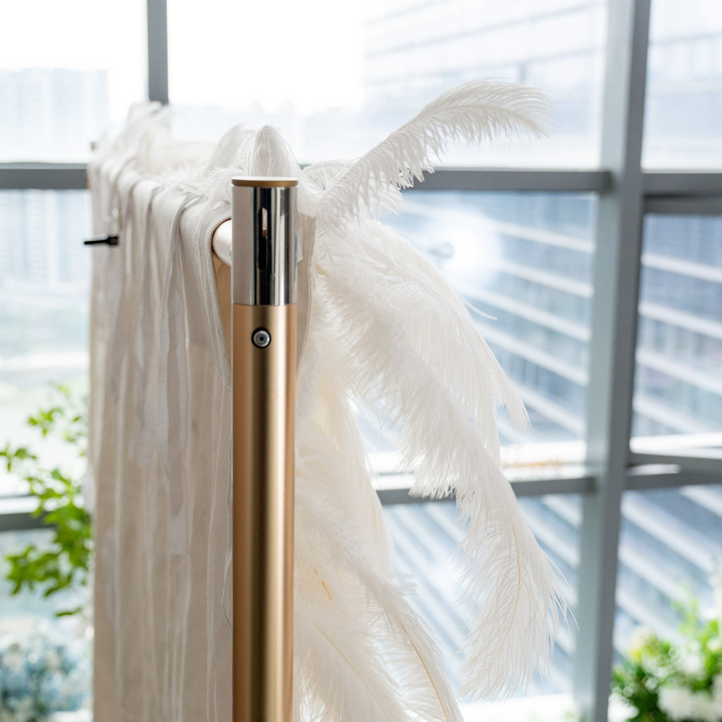 ValarFlowers Artificial Floral Wall Backdrop: Celestial White Feather Dreamscape - The Ethereal Whisper Collection for Luxurious Weddings and Events-VF-164-White