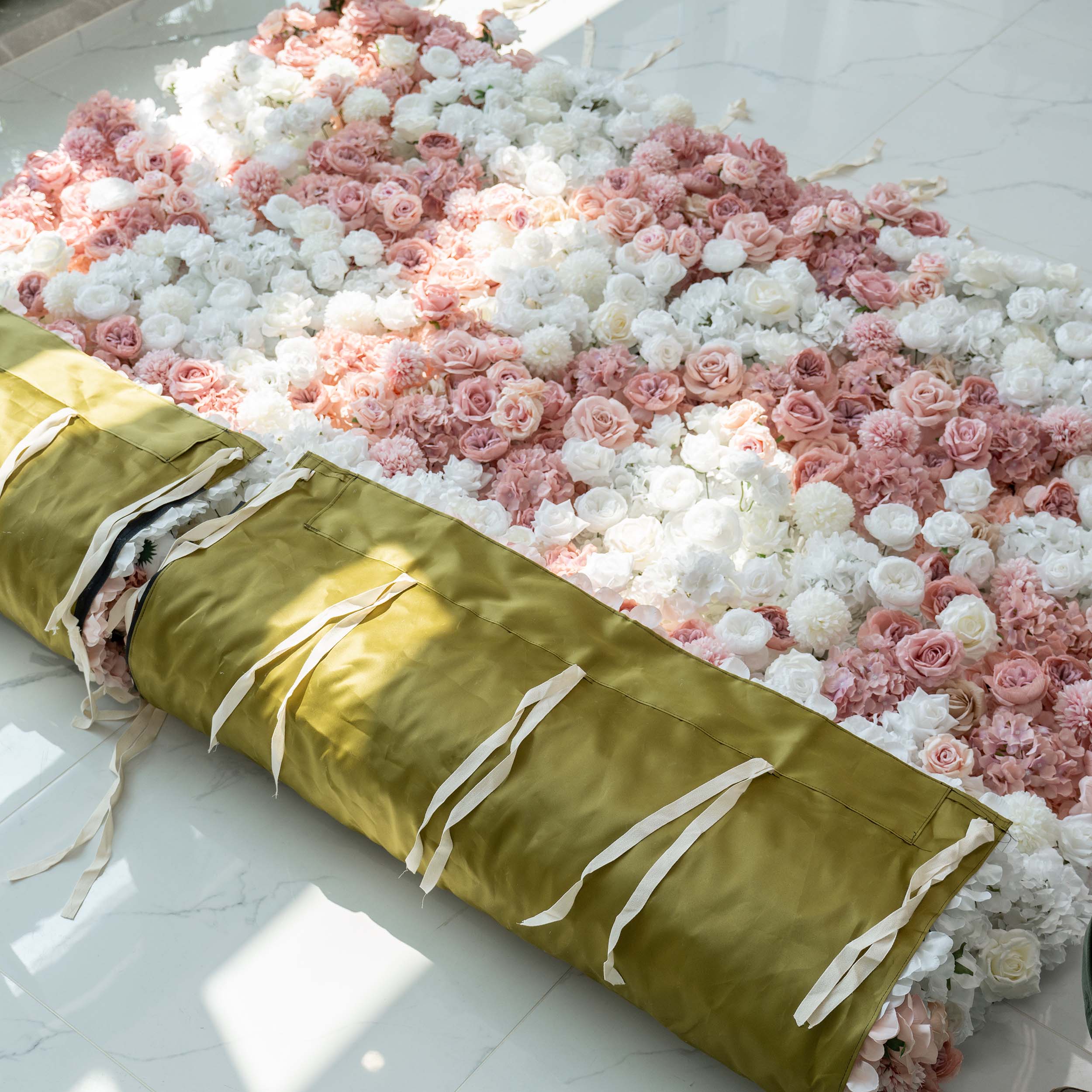 Romantic Floral Backdrop - Blush Nude and White Artificial Flower Wall for Weddings. Events. and Special Occasions-VF-418-2