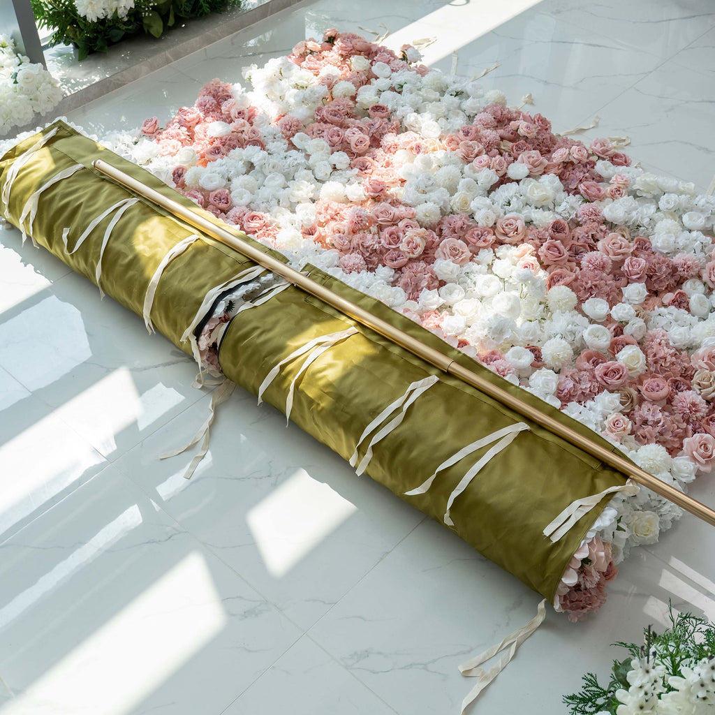 Romantic Floral Backdrop - Blush Nude and White Artificial Flower Wall for Weddings. Events. and Special Occasions-VF-418-2