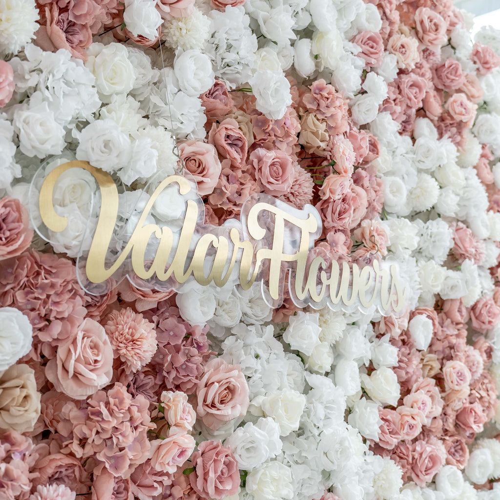 Romantic Floral Backdrop - Blush Nude and White Artificial Flower Wall for Weddings. Events. and Special Occasions-VF-418-2