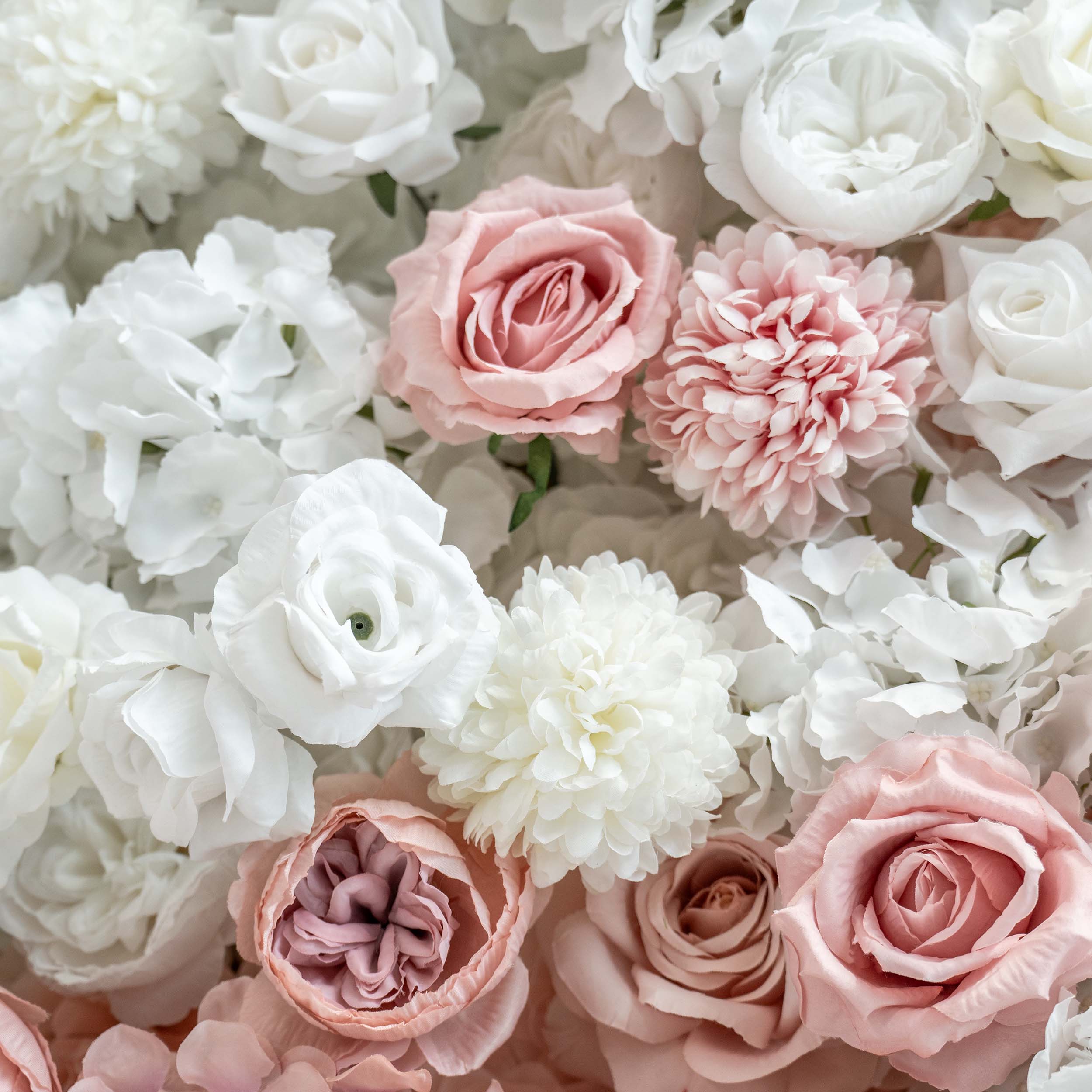 Romantic Floral Backdrop - Blush Nude and White Artificial Flower Wall for Weddings. Events. and Special Occasions-VF-418-2