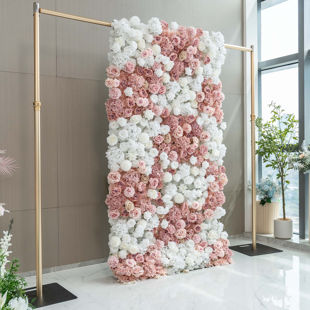 Romantic Floral Backdrop - Blush Nude and White Artificial Flower Wall for Weddings. Events. and Special Occasions-VF-418-2