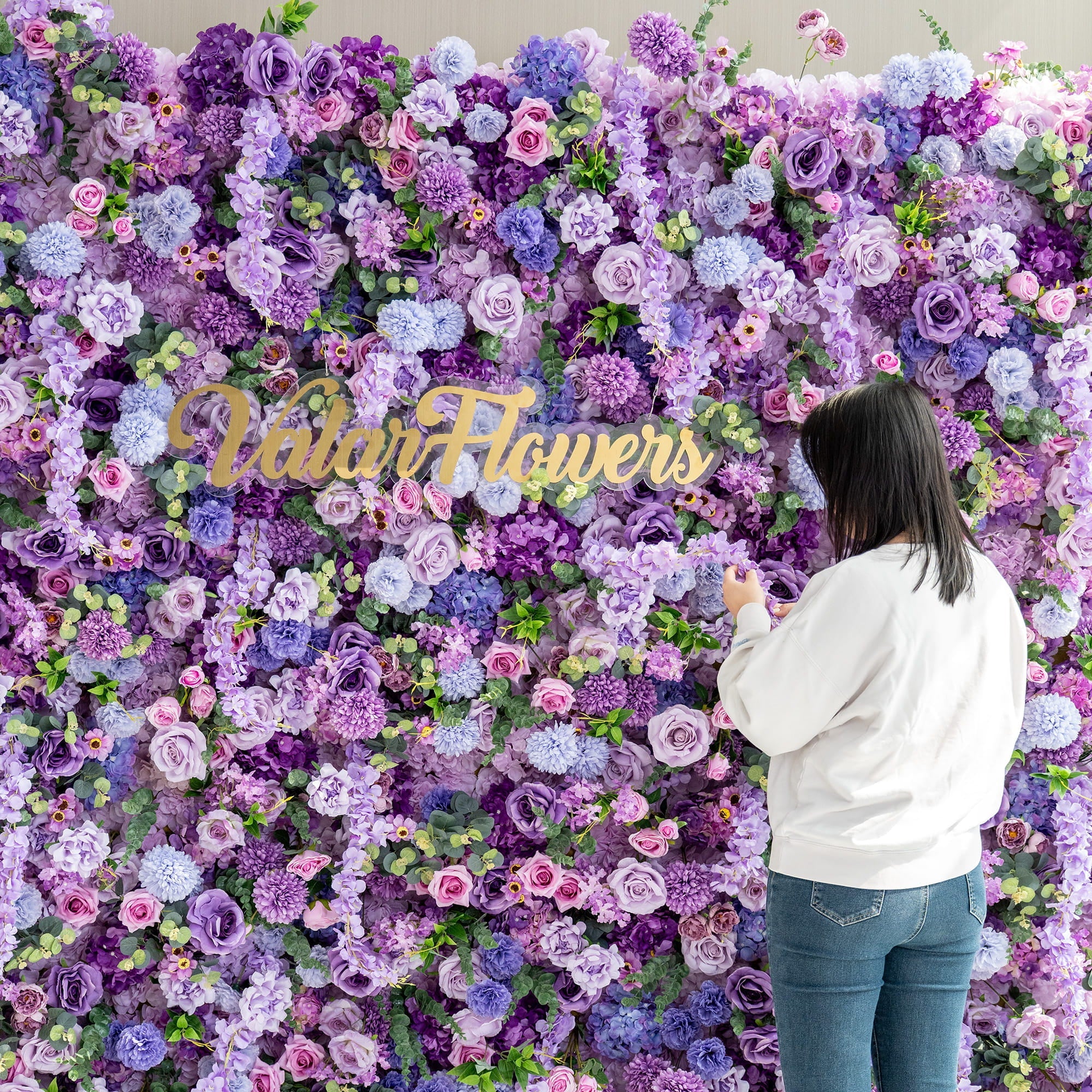 ValarFlowers Presents: Lavender Elegance – A Lavish Display of Purple Blooms in an Artificial Fabric Flower Arch Decor-VF-490
