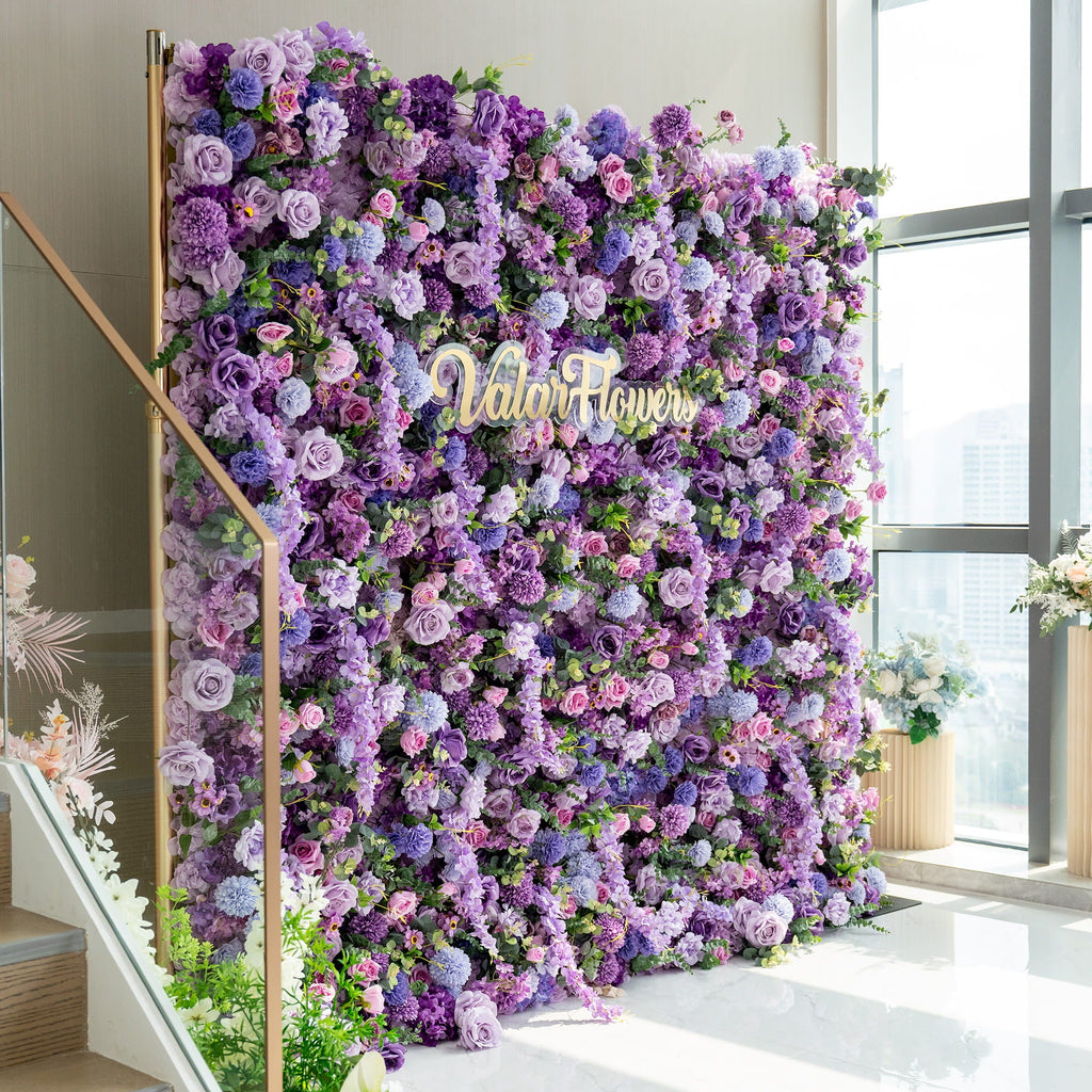ValarFlowers Presents: Lavender Elegance – A Lavish Display of Purple Blooms in an Artificial Fabric Flower Arch Decor-VF-490