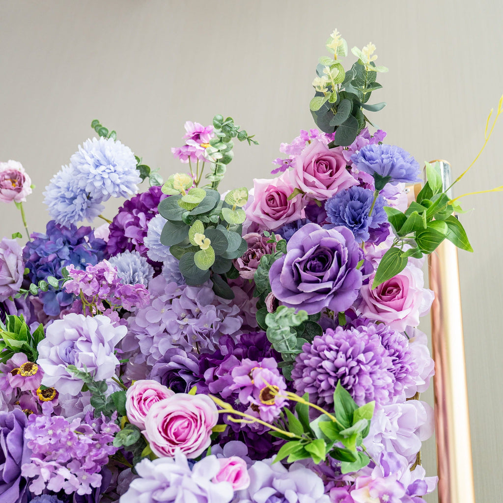 ValarFlowers Presents: Lavender Elegance – A Lavish Display of Purple Blooms in an Artificial Fabric Flower Arch Decor-VF-490