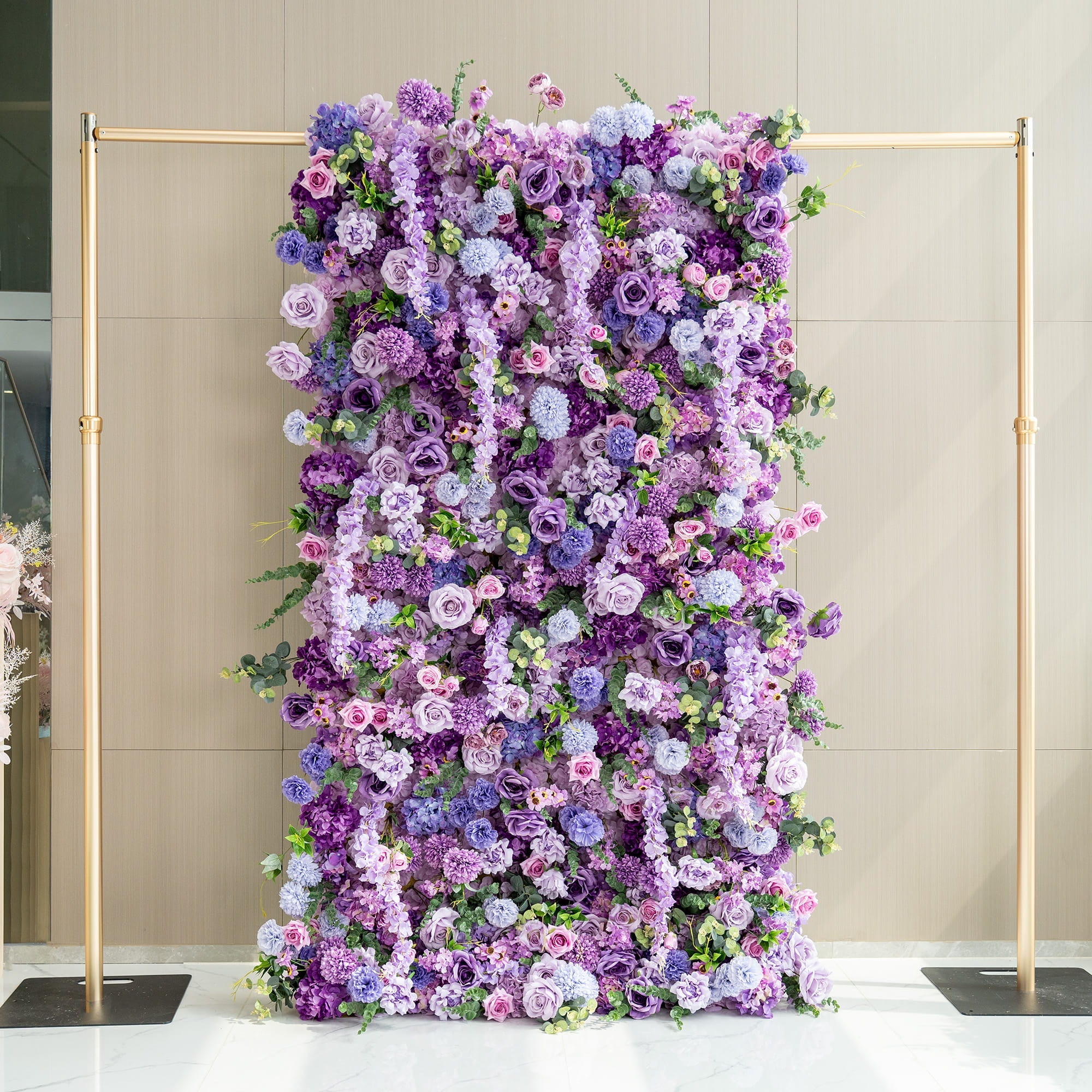 ValarFlowers Presents: Lavender Elegance – A Lavish Display of Purple Blooms in an Artificial Fabric Flower Arch Decor-VF-490