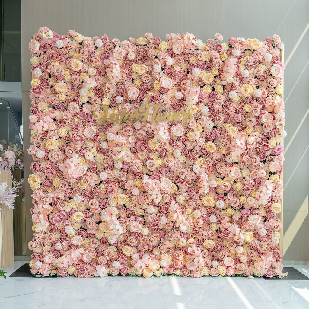 Valar Flowers Exquisite Artificial Flower Backdrop in Soft Pink and Cream Hues for Weddings. Parties and Events-VF-360