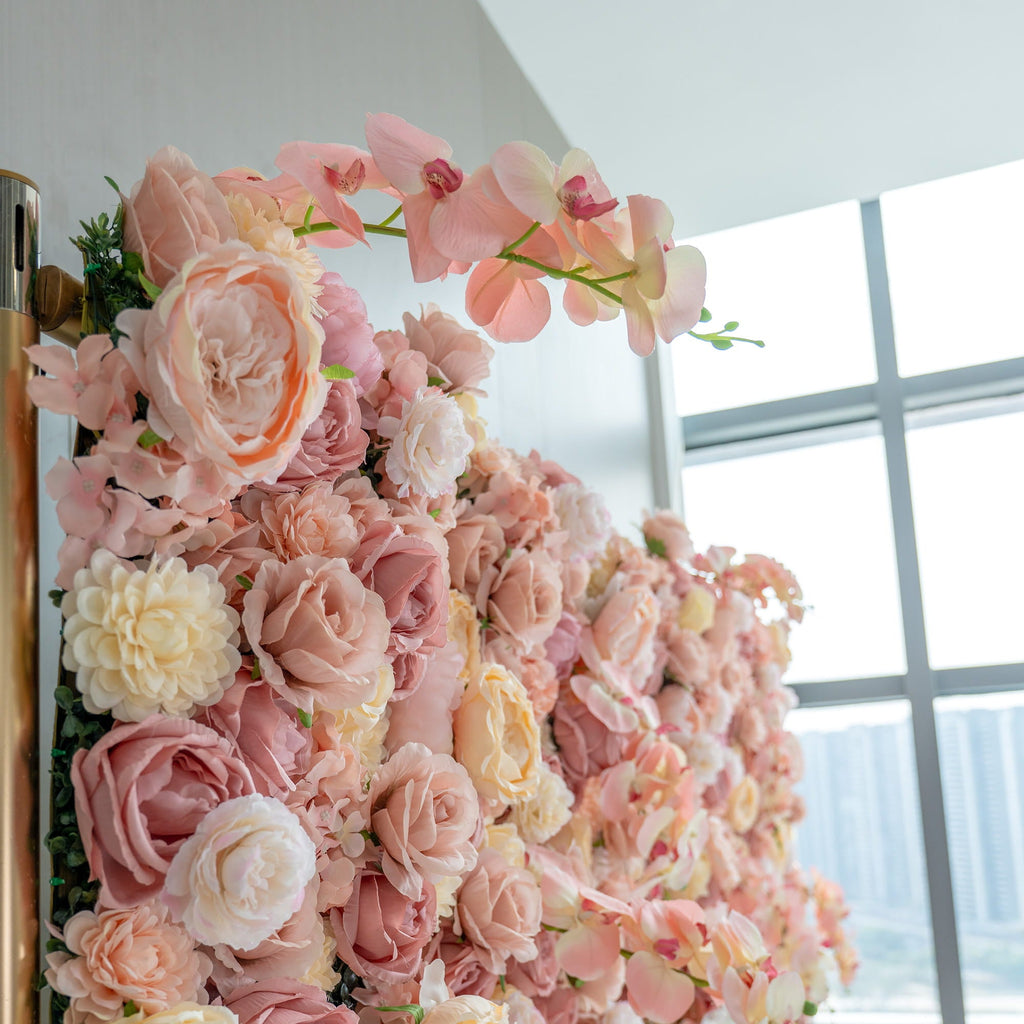 Valar Flowers Exquisite Artificial Flower Backdrop in Soft Pink and Cream Hues for Weddings. Parties and Events-VF-360