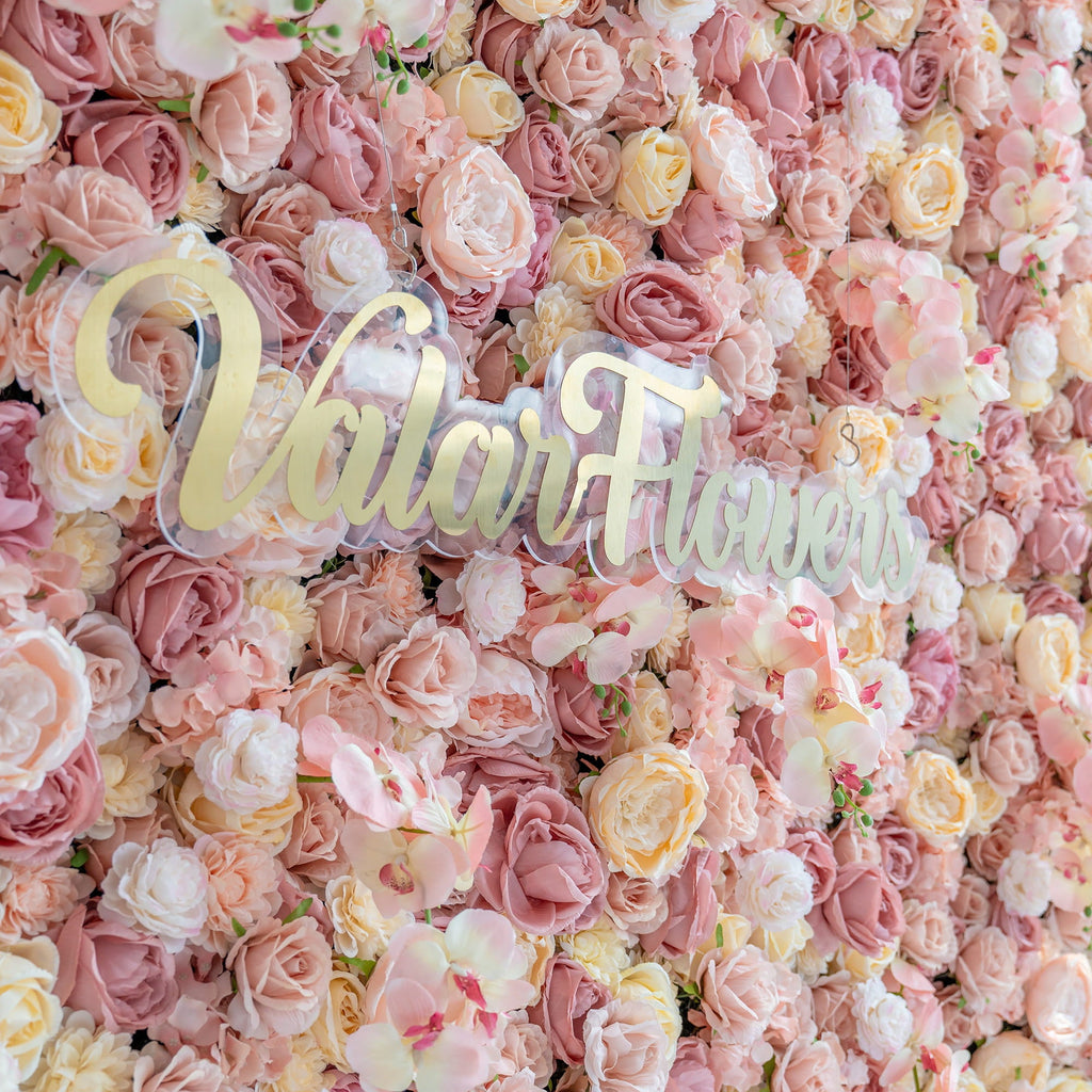 Valar Flowers Exquisite Artificial Flower Backdrop in Soft Pink and Cream Hues for Weddings. Parties and Events-VF-360
