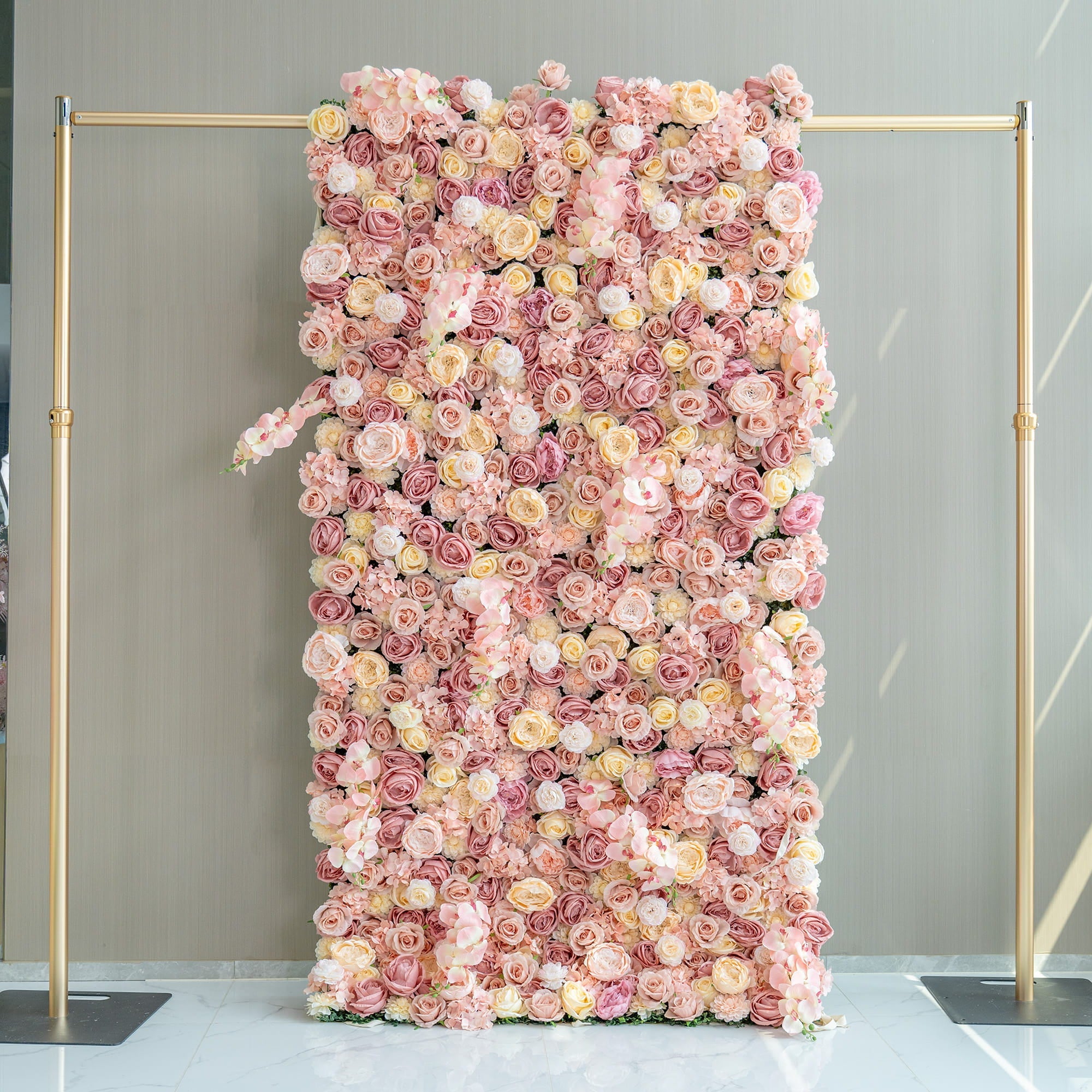 Valar Flowers Exquisite Artificial Flower Backdrop in Soft Pink and Cream Hues for Weddings. Parties and Events-VF-360