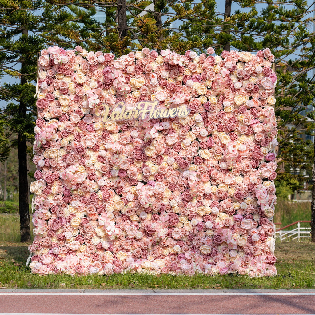 Valar Flowers Exquisite Artificial Flower Backdrop in Soft Pink and Cream Hues for Weddings. Parties and Events-VF-360