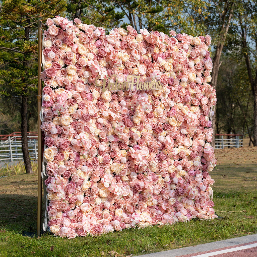 Valar Flowers Exquisite Artificial Flower Backdrop in Soft Pink and Cream Hues for Weddings. Parties and Events-VF-360