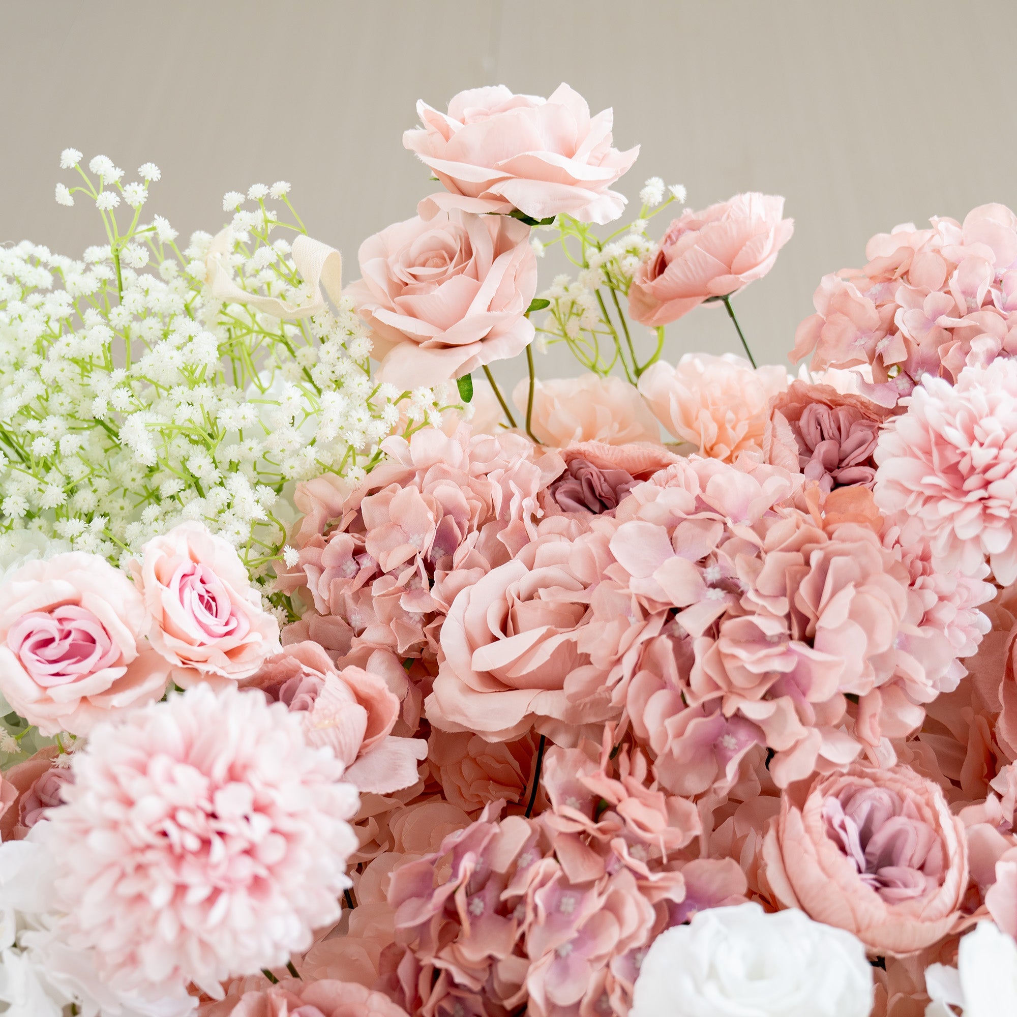 Romantic Floral Backdrop - Blush Nude and White Artificial Flower Wall for Weddings. Events. and Special Occasions-VF-418