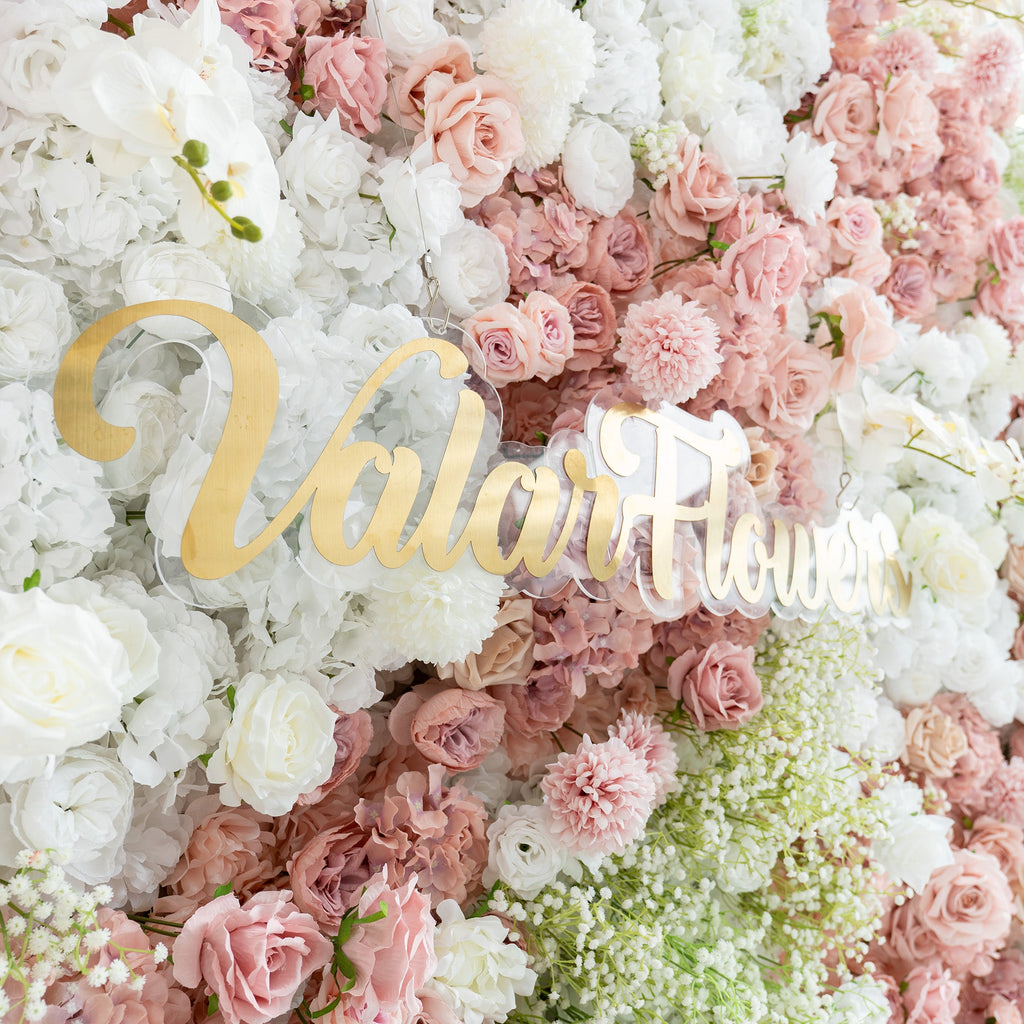 Romantic Floral Backdrop - Blush Nude and White Artificial Flower Wall for Weddings. Events. and Special Occasions-VF-418