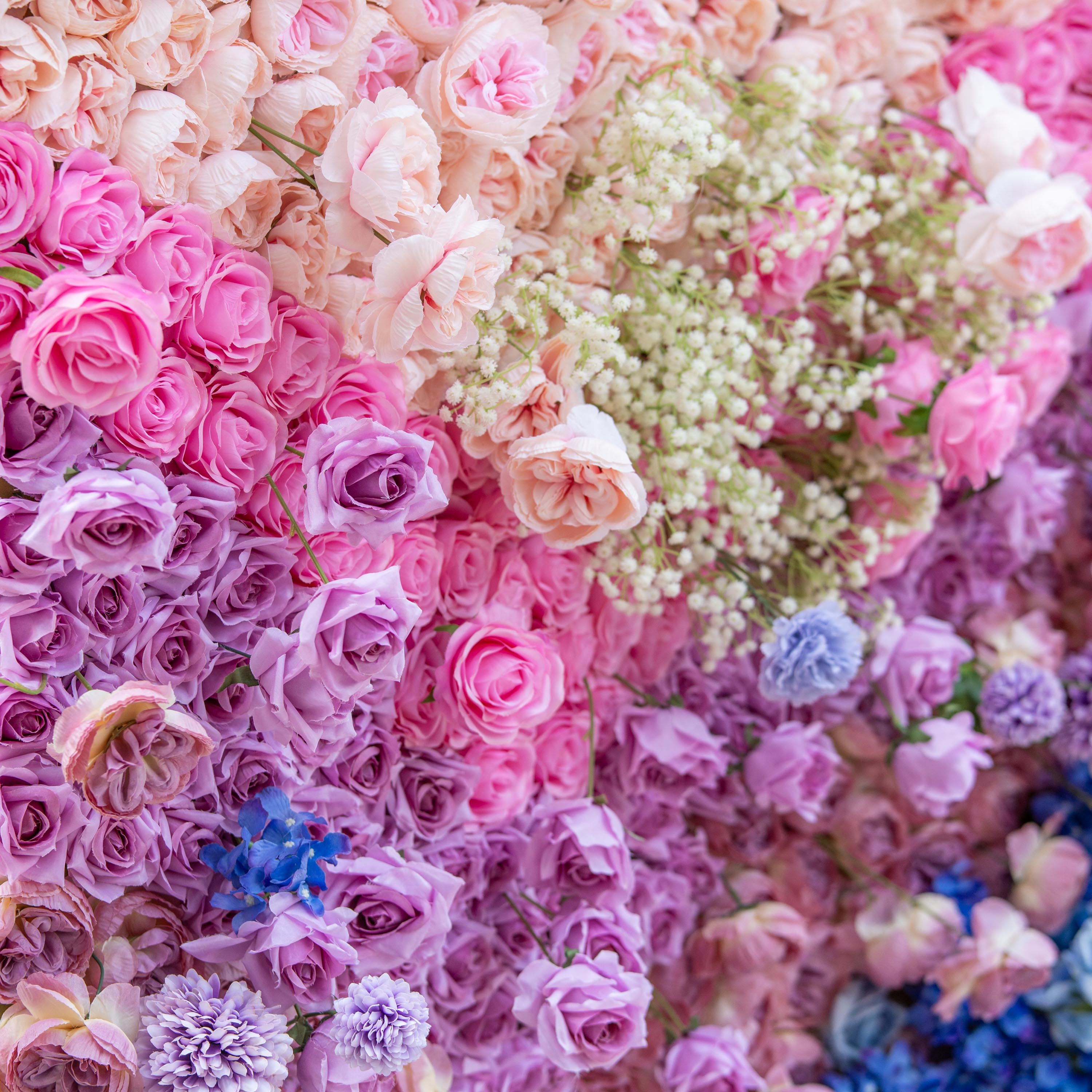 ValarFlowers Green White Pink Artificial Flower Wall Backdrop for Wedding & Event Decor VF-340