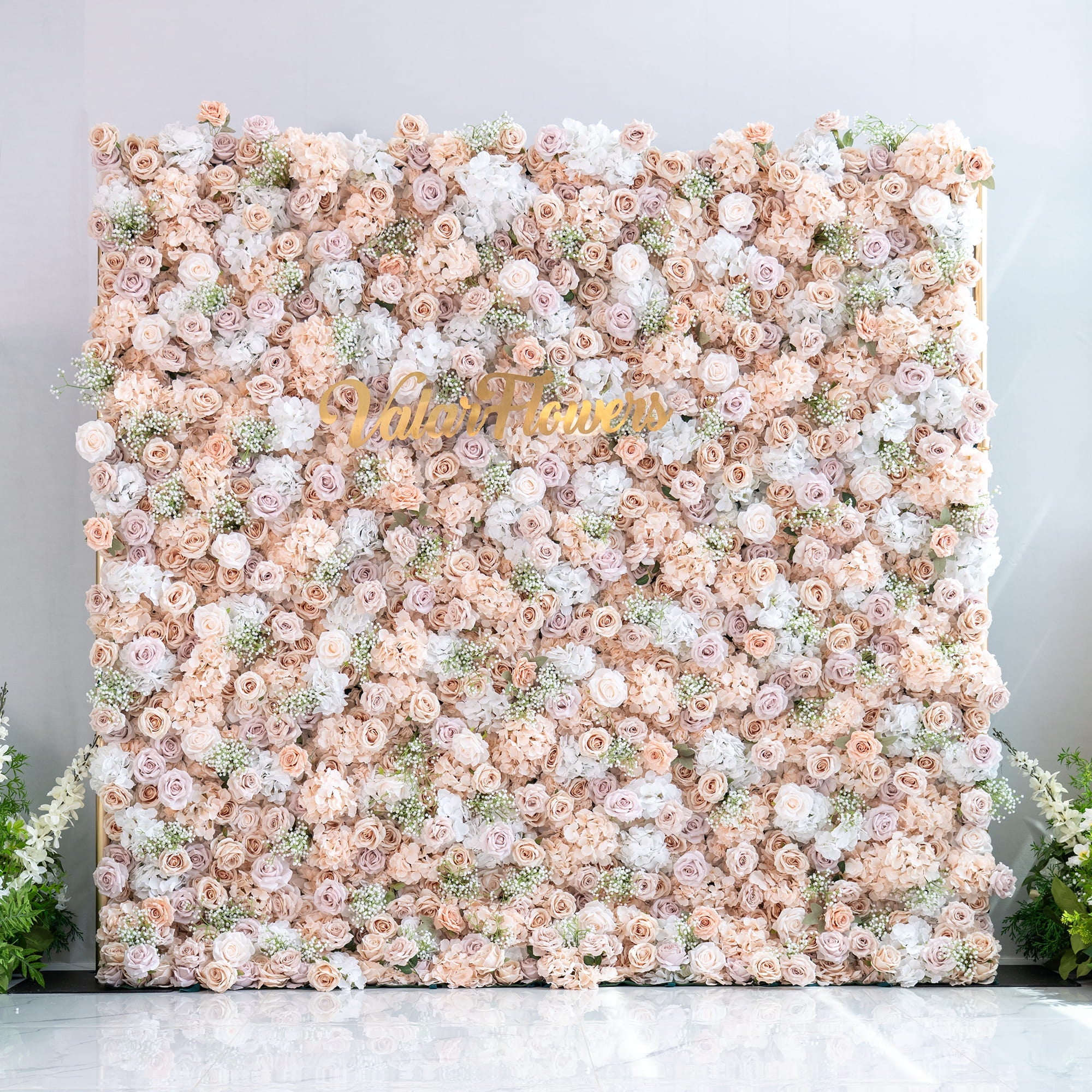 Luxurious Floral Backdrop - Elegant White. Blush. and Nude Artificial Flower Wall for Weddings. Events. and Special Occasions-VF-374-1