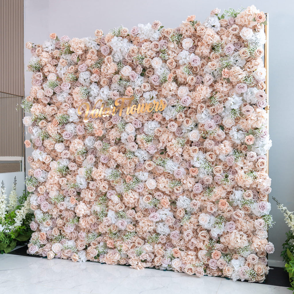 Luxurious Floral Backdrop - Elegant White. Blush. and Nude Artificial Flower Wall for Weddings. Events. and Special Occasions-VF-374-1