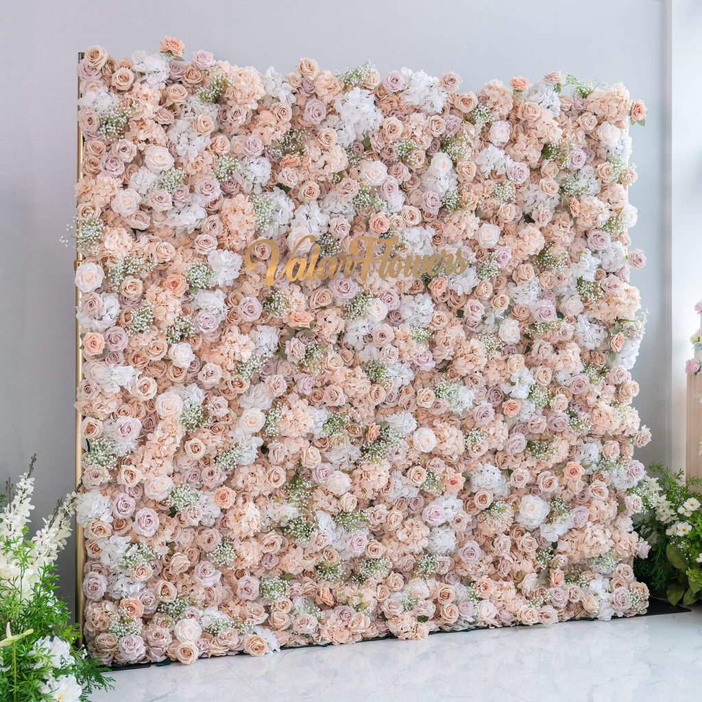 Luxurious Floral Backdrop - Elegant White. Blush. and Nude Artificial Flower Wall for Weddings. Events. and Special Occasions-VF-374-1
