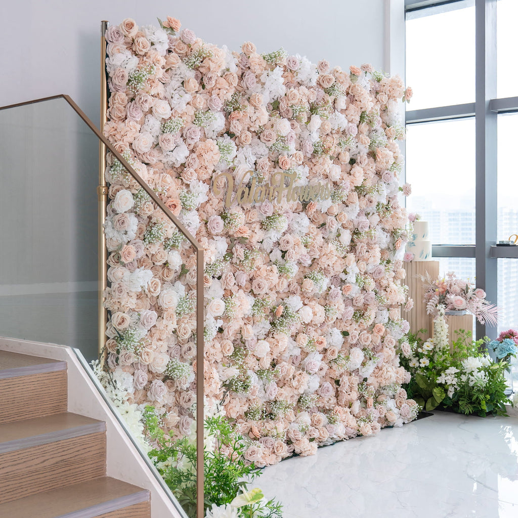 Luxurious Floral Backdrop - Elegant White. Blush. and Nude Artificial Flower Wall for Weddings. Events. and Special Occasions-VF-374-1
