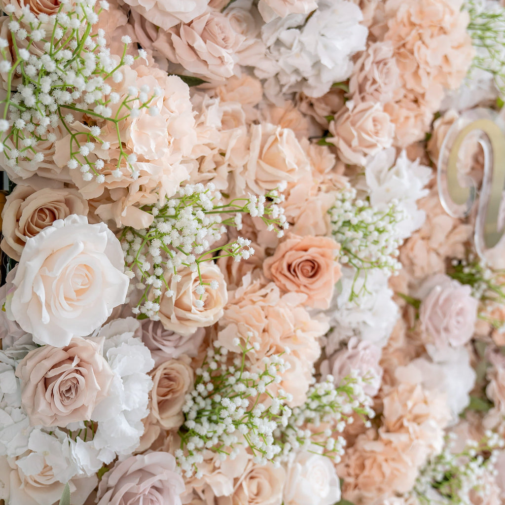 Luxurious Floral Backdrop - Elegant White. Blush. and Nude Artificial Flower Wall for Weddings. Events. and Special Occasions-VF-374-1