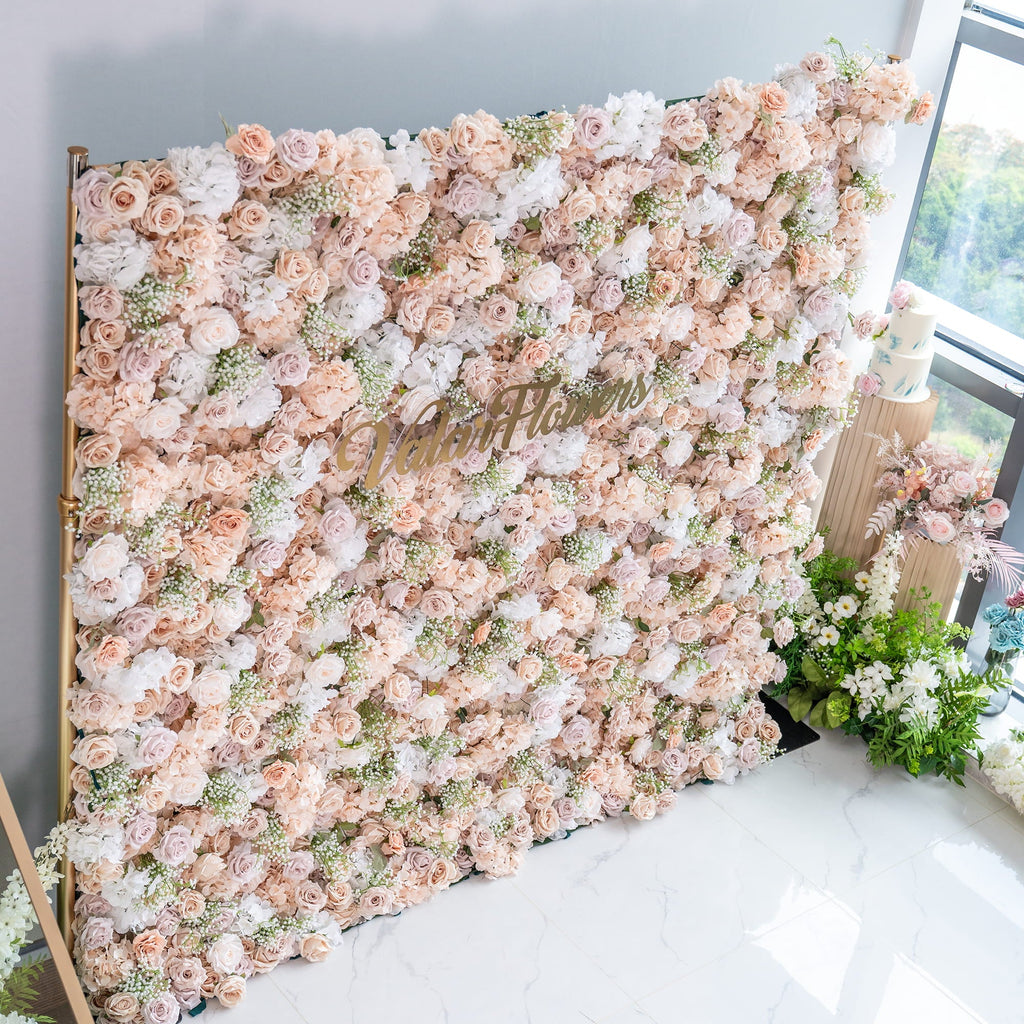 Luxurious Floral Backdrop - Elegant White. Blush. and Nude Artificial Flower Wall for Weddings. Events. and Special Occasions-VF-374-1