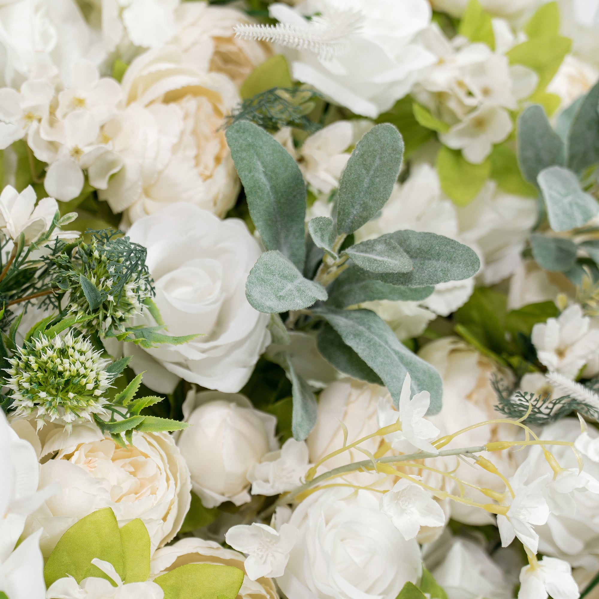 Roll Up Fabric Gorgeous Artificial Flower Wall - The White & Green  Epitome of Wedding and Event Decoration-VF-801