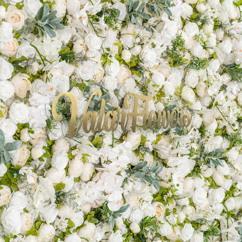 Roll Up Fabric Gorgeous Artificial Flower Wall - The White & Green  Epitome of Wedding and Event Decoration-VF-801