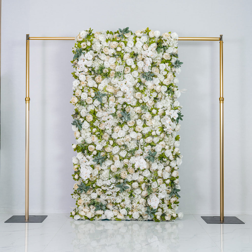 Roll Up Fabric Gorgeous Artificial Flower Wall - The White & Green  Epitome of Wedding and Event Decoration-VF-801